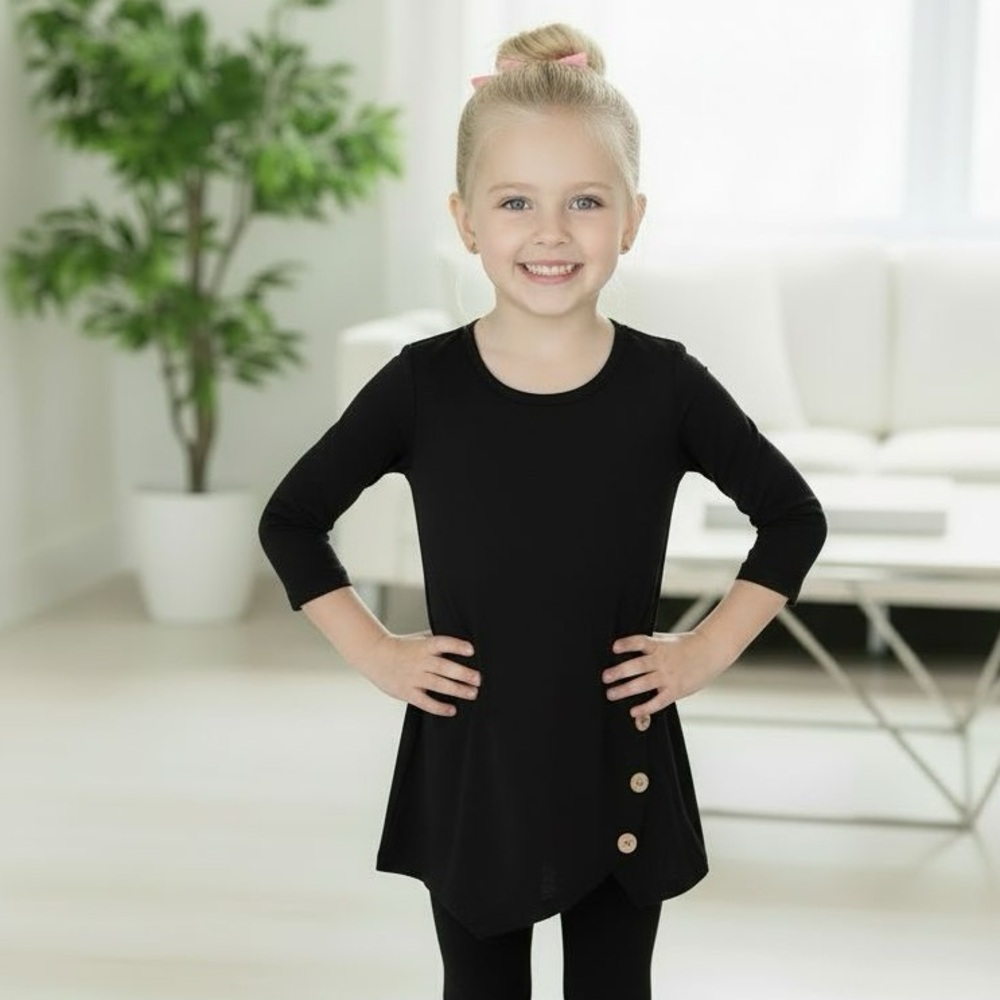S/M/L/XL NEW Girls High-Low Black Dress, Long Tunic Top